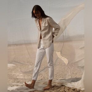 ✨ BROOKS BROTHERS ✨ Classic V-Neck Utility Shirt In Linen